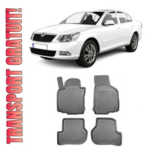 Skoda Octavia II Din 2009 - 04.2013, Hatchback, Facelift , Set Covorase Auto Tip Tavita Premium 3D, din cauciuc