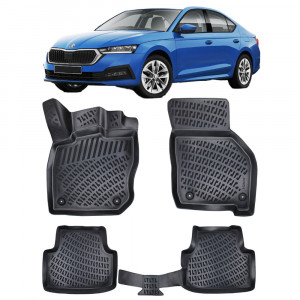 Skoda Octavia IV 2020- Set 4 covorase auto din cauciuc tip tavita premium line 3D accesorii pentru autoturismul tau - masina v243451