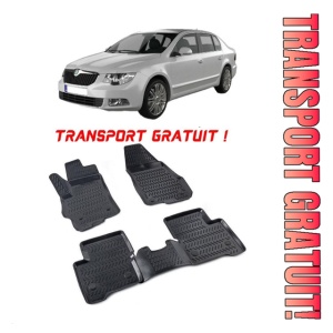 Skoda Superb II B6 2008-2015 Set 4 covorase auto din cauciuc tip tavita premium line 3D - Transport Gratuit!