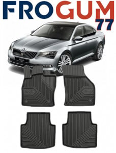 Skoda Superb III Din 09.2015 - Prezent, Combi , Set Covorase Auto Tip Tavita Premium 3D, din cauciuc accesorii pentru autoturismul tau - masina v165036