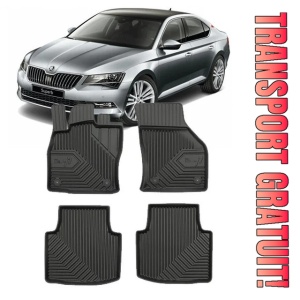 Skoda Superb III Din 09.2015 - Prezent, Combi , Set Covorase Auto Tip Tavita Premium 3D, din cauciuc