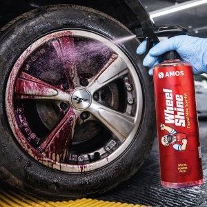 Solutie curatare jante AMOS Wheel Shine, curatare si ingrijire, indeparteaza praf de frana si particule metalice, indicator violet, fara reziduuri, cantitate 500 ml - Img 4