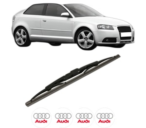Stergator lamela spate AUDI A3 (8P1) din 2003 - 2012, pentru luneta auto, Bosch Twin, din cauciuc siliconat rezistent, 4 Stickere Auto AUDI v27625