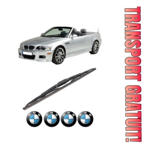 Stergator lamela spate BMW Seria 3 Compact (E46) din 2001 - 2005, pentru luneta auto, Bosch Twin, din cauciuc siliconat rezistent, 4 Stickere Auto BMW