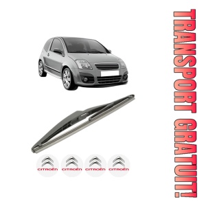 Stergator lamela spate CITROEN C2 (JM_) din 2003 - 2012, pentru luneta auto, Bosch Twin, din cauciuc siliconat rezistent, 4 Stickere Auto CITROEN - Img 1