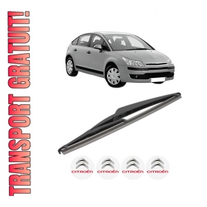 Stergator lamela spate CITROEN C4 I (LC_) din 2004 - 2012, pentru luneta auto, Valeo Silencio, din cauciuc siliconat rezistent, 4 Stickere Auto CITROEN
