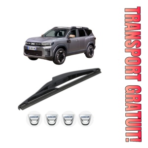 Stergator lamela spate DACIA BIGSTER din 2024, pentru luneta auto, Bosch Twin, din cauciuc siliconat rezistent, 4 Stickere Auto DACIA