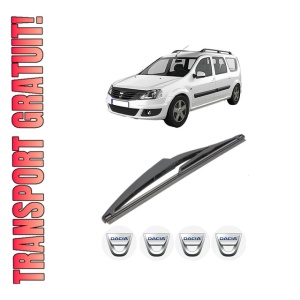Stergator lamela spate DACIA LOGAN MCV II din 2013, pentru luneta auto, Valeo Silencio, din cauciuc siliconat rezistent, 4 Stickere Auto DACIA
