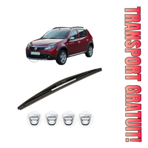 Stergator lamela spate DACIA SANDERO din 2008 - 2013, pentru luneta auto, Bosch Twin, din cauciuc siliconat rezistent, 4 Stickere Auto DACIA
