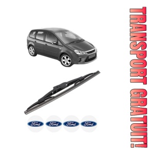 Stergator lamela spate FORD C-MAX (DM2) din 2003 - 2010, pentru luneta auto, Bosch Twin, din cauciuc siliconat rezistent, 4 Stickere Auto FORD