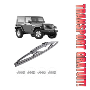 Stergator lamela spate JEEP WRANGLER III (JK) din 2007 - 2011, pentru luneta auto, Bosch Twin, din cauciuc siliconat rezistent, 4 Stickere Auto JEEP
