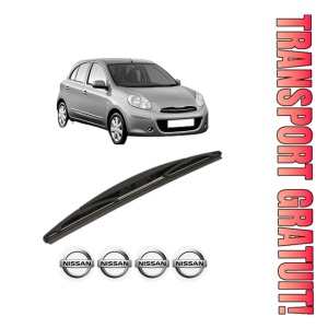 Stergator lamela spate NISSAN MICRA IV (K13K, K13KK) din 2010 - 2015, pentru luneta auto, Bosch Twin, din cauciuc siliconat rezistent, 4 Stickere Auto NISSAN