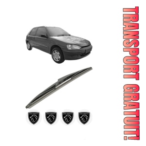 Stergator lamela spate PEUGEOT 106 Van II Hatchback Van (1S_) din 1996 - 2001, pentru luneta auto, Bosch Twin, din cauciuc siliconat rezistent, 4 Stickere Auto PEUGEOT