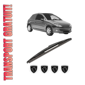 Stergator lamela spate PEUGEOT 206 Van din 2001 - 2009, pentru luneta auto, Valeo Silencio, din cauciuc siliconat rezistent, 4 Stickere Auto PEUGEOT