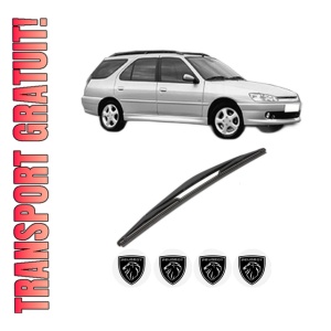 Stergator lamela spate PEUGEOT 306 Break (7E, N3, N5) din 1997 - 2002, pentru luneta auto, Valeo Silencio, din cauciuc siliconat rezistent, 4 Stickere Auto PEUGEOT