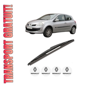Stergator lamela spate RENAULT CLIO III Hatchback Van (SB_, SR_) din 2005 - 2014, pentru luneta auto, Valeo Silencio, din cauciuc siliconat rezistent, 4 Stickere Auto RENAULT