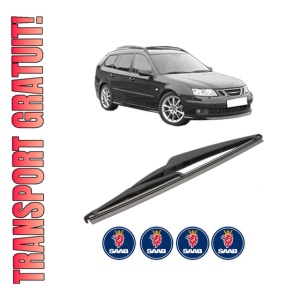Stergator lamela spate SAAB 9-3 Estate (E50) din 2005 - 2015, pentru luneta auto, Valeo Silencio, din cauciuc siliconat rezistent, 4 Stickere Auto SAAB