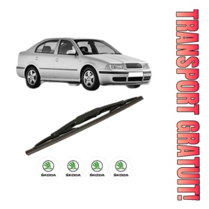 Stergator lamela spate SKODA Octavia I (1U2) din 1996 - 2010, pentru luneta auto, Bosch Twin, din cauciuc siliconat rezistent, 4 Stickere Auto SKODA