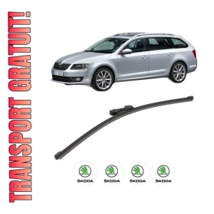 Stergator lamela spate SKODA Octavia III Combi (5E5, 5E6) din 2012 - 2020, pentru luneta auto, Valeo Silencio Xtrm, din cauciuc siliconat rezistent, 4 Stickere Auto SKODA