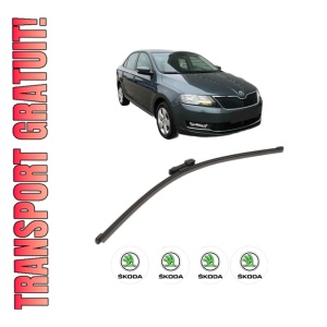 Stergator lamela spate SKODA RAPID (NH3, NK3, NK6) din 2012 - 2022, pentru luneta auto, Valeo Silencio Xtrm, din cauciuc siliconat rezistent, 4 Stickere Auto SKODA