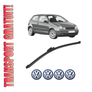 Stergator lamela spate Volkswagen POLO IV (9N_, 9A_) din 2001 - 2009, pentru luneta auto, Valeo Silencio Xtrm, din cauciuc siliconat rezistent, 4 Stickere Auto VW