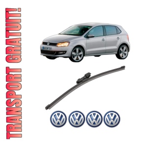 Stergator lamela spate Volkswagen POLO Van V (6R1, 6C1) din 2009 - 2017, pentru luneta auto, Valeo Silencio Xtrm, din cauciuc siliconat rezistent, 4 Stickere Auto VW