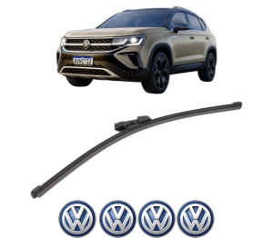 Stergator lamela spate Volkswagen TAOS (CL1, CP1, CQ1) din 2020, pentru luneta auto, Valeo Silencio Xtrm, din cauciuc siliconat rezistent, 4 Stickere Auto VW v18070