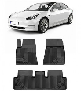 Tesla Model 3 Din 07.2017 - Prezent, Sedan , Set Covorase Auto Tip Tavita Premium 3D, din cauciuc Lichidare Stoc- TRANSPORT GRATUIT accesorii pentru autoturismul tau - masina v109195