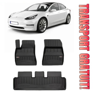 Tesla Model 3, Sedan, Din 07.2017 - Prezent , Set Covorase Auto Tip Tavita Premium 3D, din cauciuc
