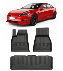 Tesla Model S, Coupe, Din 07.2012 - 03.2015 , Set Covorase Auto Tip Tavita Premium 3D, din cauciuc accesorii pentru autoturismul tau - masina v171371