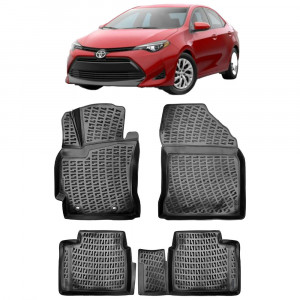 Toyota Corolla XI E170. E180 2013 Set 4 covorase auto din cauciuc tip tavita premium line 3D accesorii pentru autoturismul tau - masina v241827