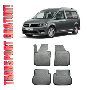 Volkswagen Caddy, Van, Din 2004 - 10.2020, 5 Locuri , Set Covorase Auto Tip Tavita Premium 3D, din cauciuc