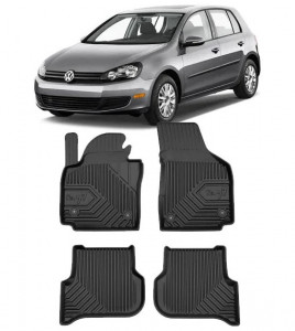 Volkswagen Golf 6 Plus Din 04.2009 - 2014, Hatchback , Set Covorase Auto Tip Tavita Premium 3D, din cauciuc accesorii pentru autoturismul tau - masina v164383