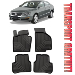 Volkswagen Passat B6 Din 2005 - 10.2009, Sedan , Set Covorase Auto Tip Tavita Premium 3D, din cauciuc