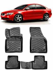 Volvo S40 (II) 2004-2012 Set 4 covorase auto din cauciuc tip tavita premium line 3D accesorii pentru autoturismul tau - masina v242019