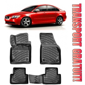 Volvo S40 (II) 2004-2012 Set 4 covorase auto din cauciuc tip tavita premium line 3D