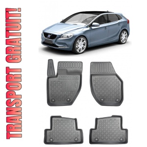 Volvo V40 II, Hatchback, Din 07.2012 - Prezent , Set Covorase Auto Tip Tavita Premium 3D, din cauciuc