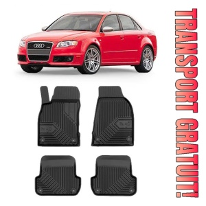 Audi A4 B7 Din 11.2004 - 10.2007, Sedan , Set Covorase Auto Tip Tavita Premium 3D, din cauciuc - Img 1