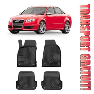 Audi A4 B7 Din 11.2004 - 10.2007, Sedan , Set Covorase Auto Tip Tavita Premium 3D, din cauciuc