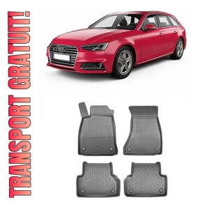 Audi A4 B9, Combi, Din 11.2015 - Prezent , Set Covorase Auto Tip Tavita Premium 3D, din cauciuc