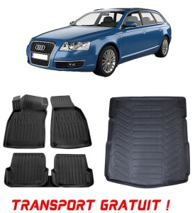 Audi A6 C6 (Typ 4F) 2004-2011 Set 4 covorase auto din cauciuc tip tavita Modern Line 3D + Tavita portbagaj Urban Line transport gratuit