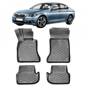 Bmw Seria 5 F10 Facelift 2013-2017 Set 4 covorase auto din cauciuc tip tavita premium line 3D accesorii pentru autoturismul tau - masina v241864