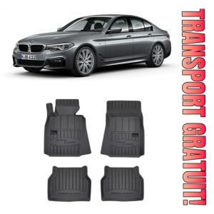 Bmw Seria 5 G30, Sedan, Din 02.2017 - Prezent , Set Covorase Auto Tip Tavita Premium 3D, din cauciuc