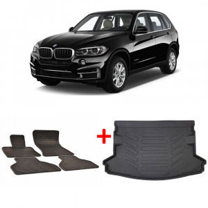 BMW X5 (E70) (2007-2013) Set 4 covorase auto cauciuc Urban Line + Tavita portbagaj Urban Line