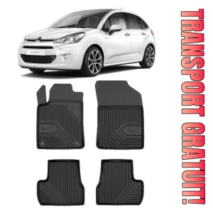 Citroen C3 II Din 2009 - 12.2016, Van , Set Covorase Auto Tip Tavita Premium 3D, din cauciuc
