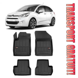 Citroen C3 II, Hatchback, Din 2009 - 12.2016 , Set Covorase Auto Tip Tavita Premium 3D, din cauciuc