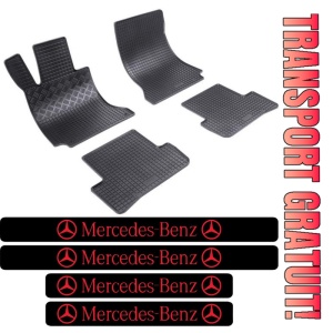 Covorase Mercedes Clasa C W204, Sedan, din 04.2007 - 02.2014 si set 4 stickere protectie praguri Mercedes