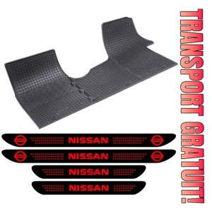 Covorase Nissan NV300 din 11.2016 - prezent, van si set 4 stickere protectie praguri Nissan