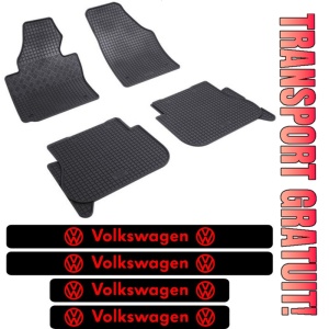 Covorase Volkswagen Caddy, Van, din 2004 - 10.2020, 5 locuri si set 4 stickere protectie praguri Volkswagen