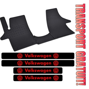 Covorase Volkswagen T6, Van, din 06.2015 - prezent, 2-3 locuri si set 4 stickere protectie praguri Volkswagen